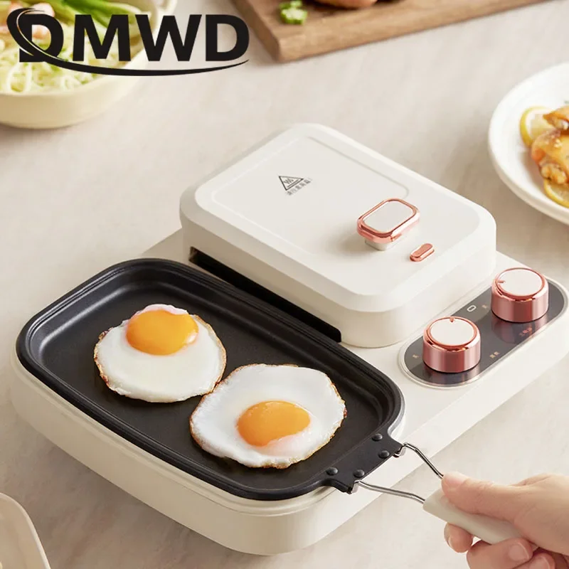 DMWD Electric 3 in 1 Household Breakfast Toaster Baking Machine Sandwich Omelette Fry Pan Hot Pot Boiler Food Steamer