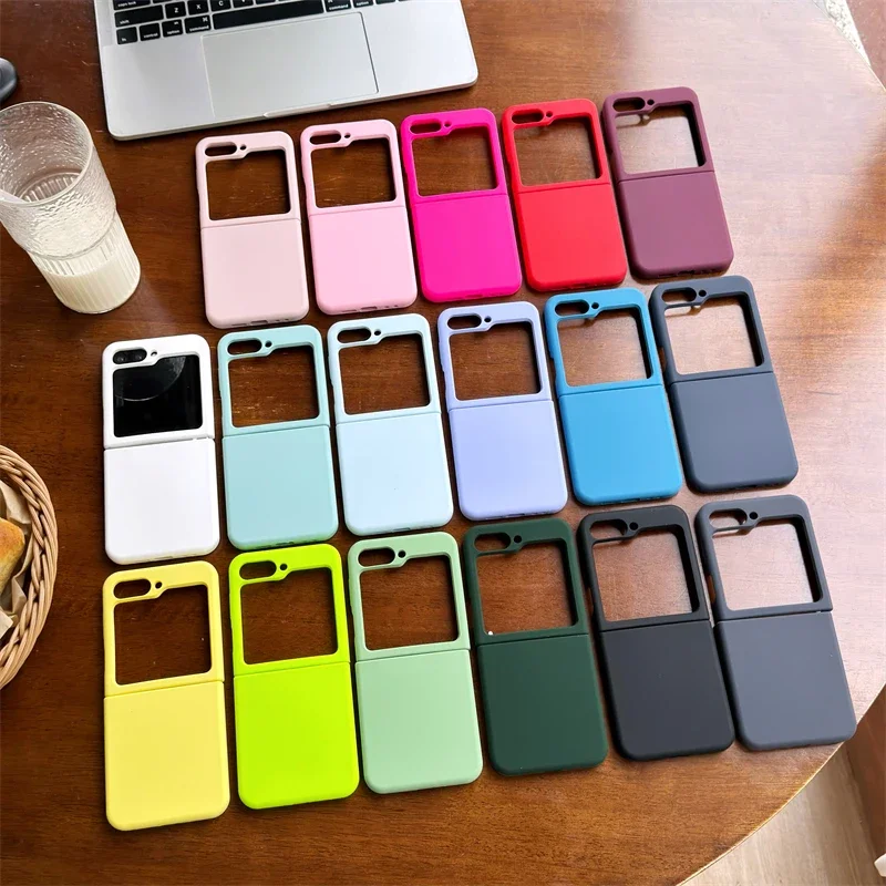 For Samsung Z Flip 6 Fluorescent Color Liquid Silicone Case For Z Flip 5 6 Shockproof Matte Bumper For Galaxy ZFlip6 Candy Cover