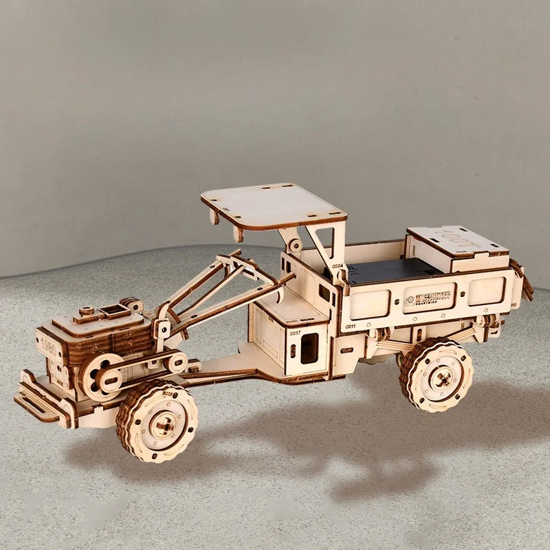 Tractor wooden assembled model 3d three-dimensional puzzle diy building blocks educational toys gifts