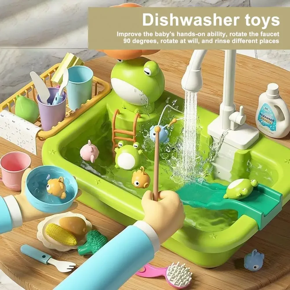 Faucet Play Sink Kitchen Sink Toy Electric Faucet Play Kitchen Swimming Pool Floating Fishing Toy Water Play Baby Education Toys