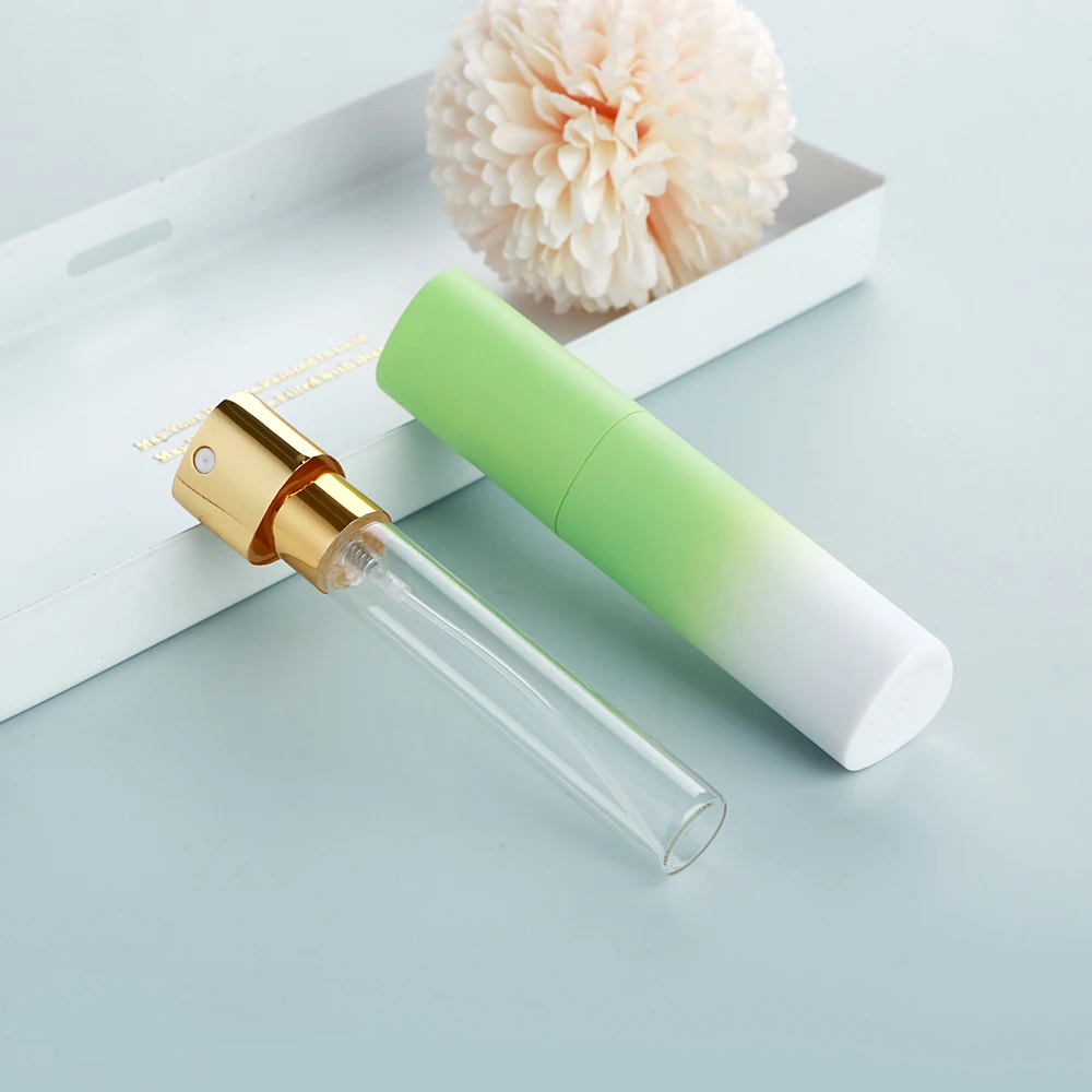 20PCS 10ml Gradient Multi-Color Perfume Spray Bottles with ABS Shell & Glass Body, Lidless Rotary Press Liquid Refill Bottles