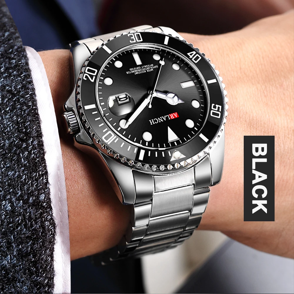 Business-Edelstahluhr 40mm Klassische Rot-Blaue Kreis-Taucheruhr mit Vergrößerungsglas und Kalender Quarzuhren montre homme – Detail 12