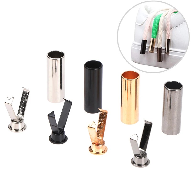 10Pcs DIY Metal Shoelace Cylindrical Tips Head Tip Protector Card Rope Buckle For Clothing Sweater Hat Rope Head Buckle