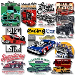 Classic Speed Race Break the Limit Muscle Car Vintage Cars Iron on Patches Applique for Cloth Firm and Fadeless DIY Appliques