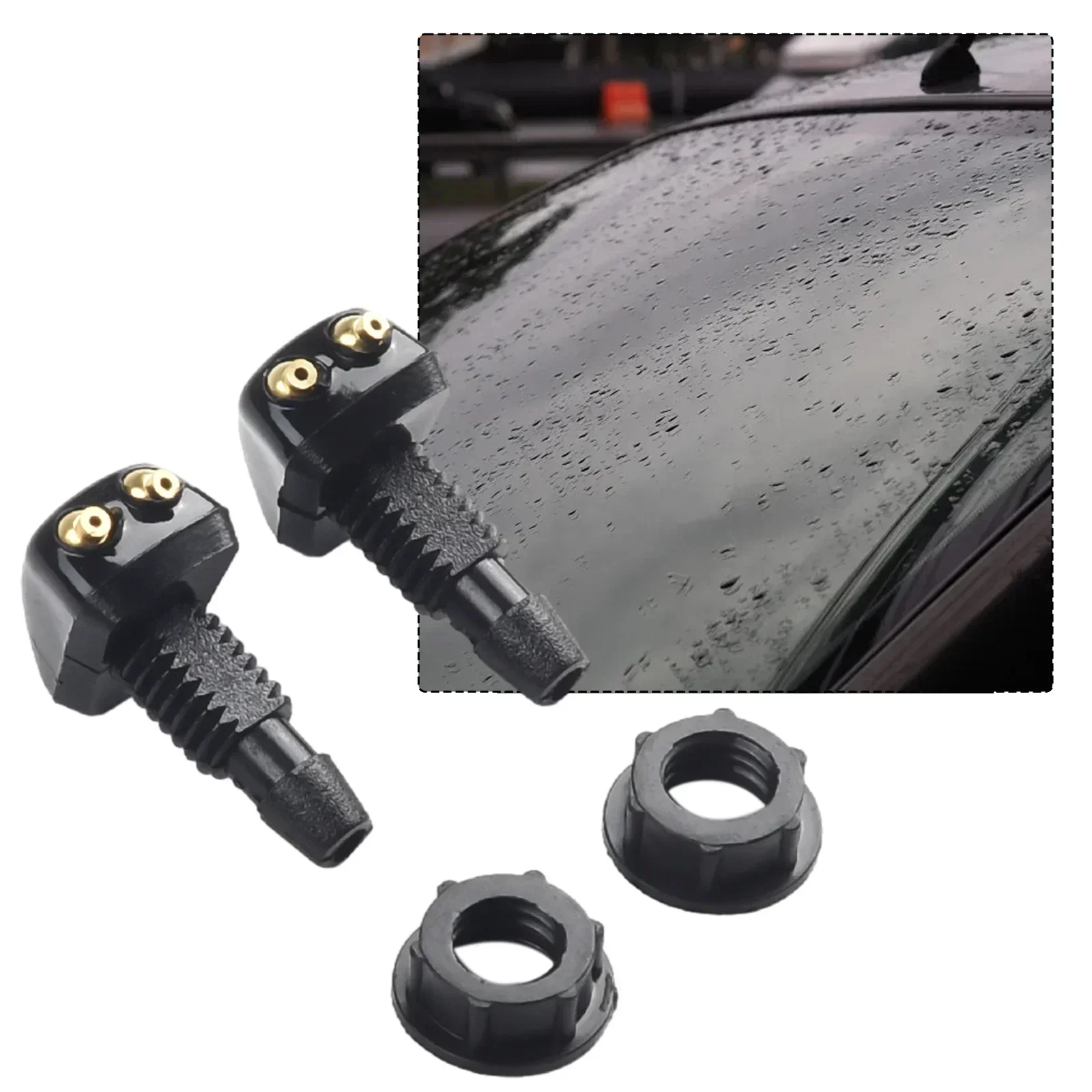 2X Car Dual Holes Windshield Washer Nozzle Wiper Water Spray Jet Adjustable Universal Washer Nozzles Exterior Car Accessories