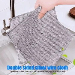 Non stick coated scratch resistant steel wire dishwashing cloth can replace steel wire ball dishwashing towels in the kitchen