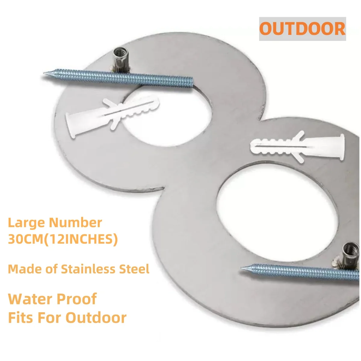 15/20/30cm Stainless Steel House Number Outdoor Sign: Large Floating Design, Ultra -Durable for Garage/Apartment/Street Address