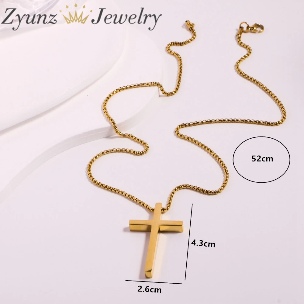 5PCS, New Christian Jewelry Stainless Steel Cross Pendant Necklaces For Women Men Catholic Crucifix Collar Choker