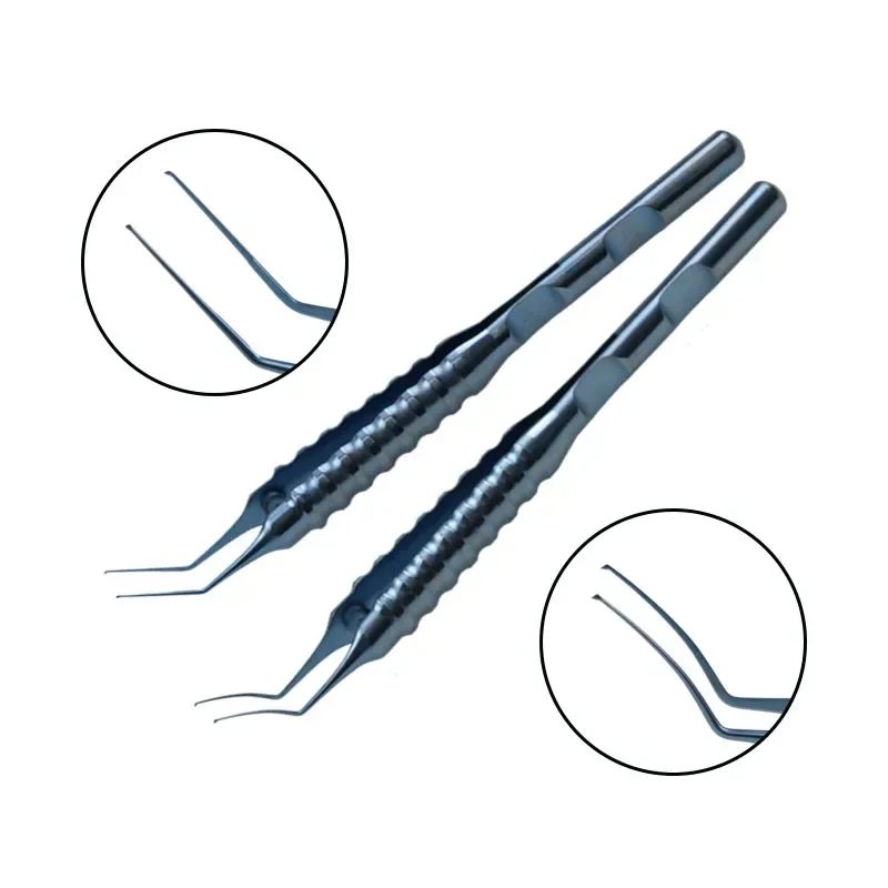 Titanium Alloy Capsulorhexis Forceps Ophthalmic Forceps Tweezers Ophthalmic Instrument Curved Angle