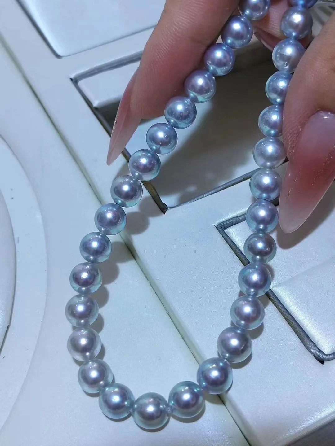 Japanese Gray Natural Akoya Pearl Necklace Exquisite 100% Real Seawater Pearl S925 Silver Clasp for Lady Party Wedding Gift 40cm