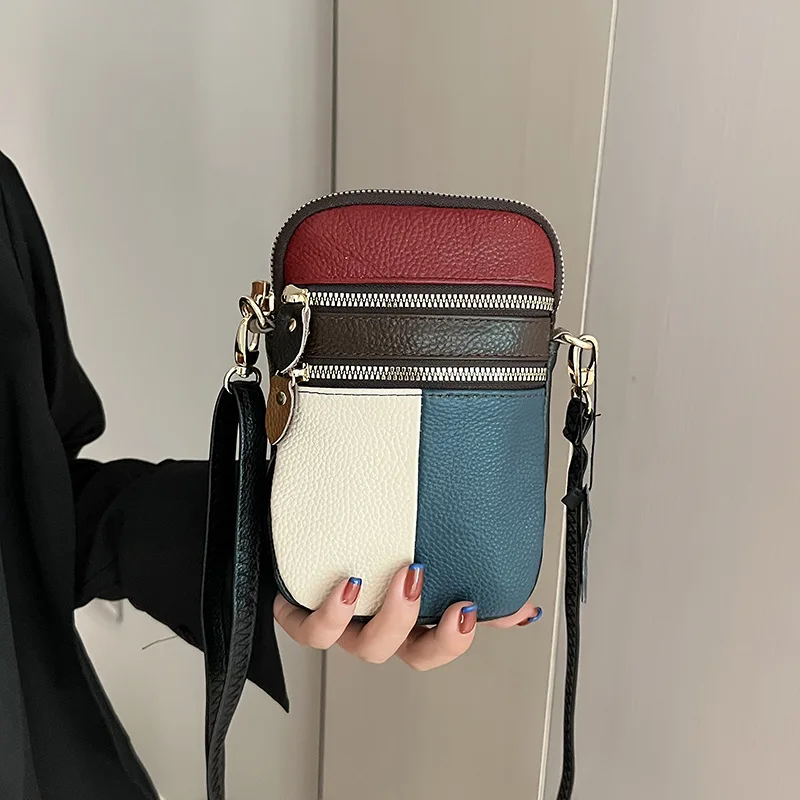 Lady Purse Cowhide Leather Mini Shell Bag for Women 2023 New Versatile Small Shoulder Mobile Phone Bag Random Shipment of Colors