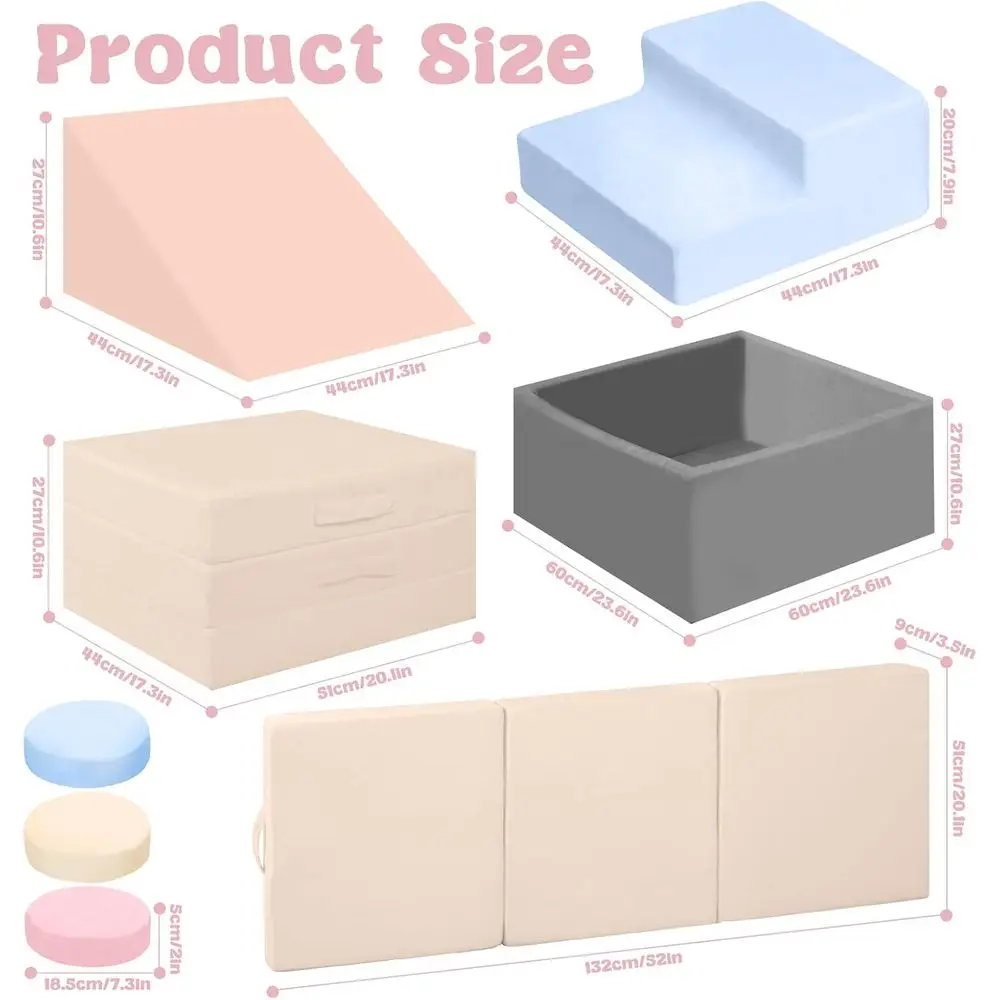 Giocattoli da arrampicata per 1 anno, blocchi da arrampicata in schiuma per bambini con grande pozzo per bambini piccoli, set da gioco morbido da 7 pezzi, scalatore per interni