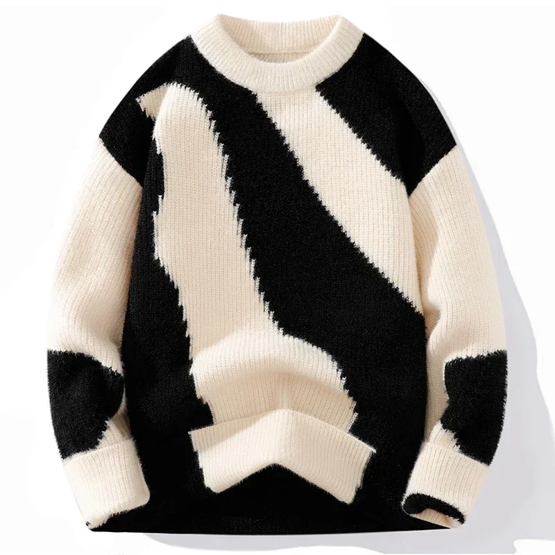 

Men's Color Block Pullover Sweater Autumn Winter Trends Fashion Knitted Sweaters Male Casual Knitted Men's Sweater Pullovers Top