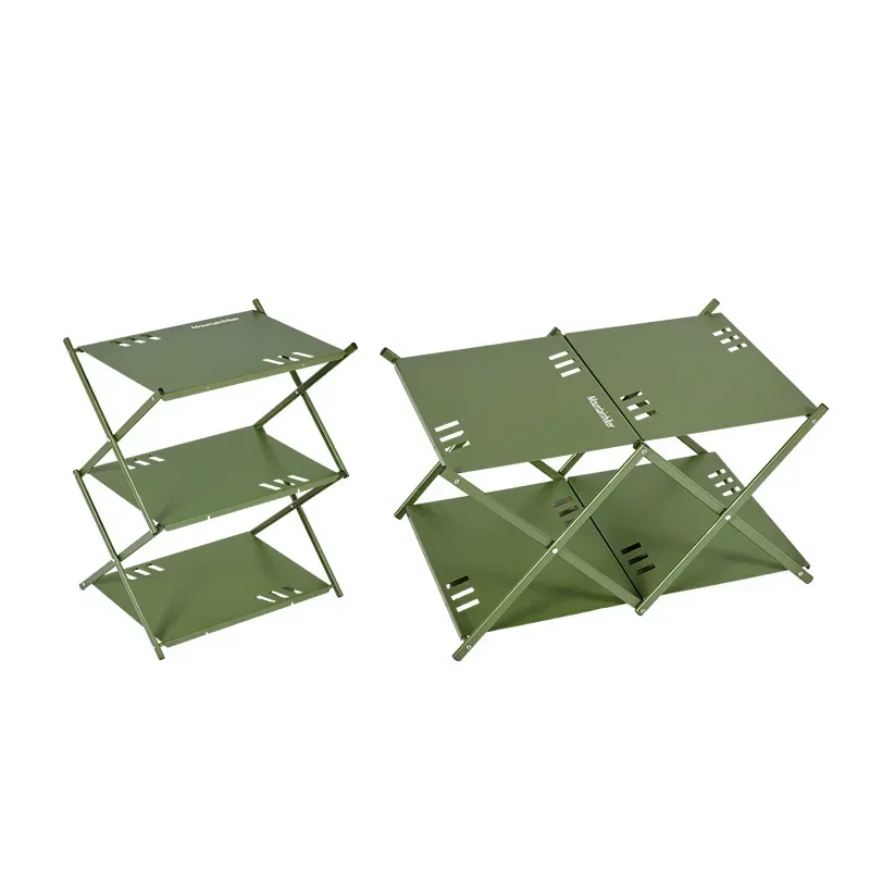 

Source Factory Portable Folding Triple Shelf Storage Convenient Camping Table Camping Easy to Carry