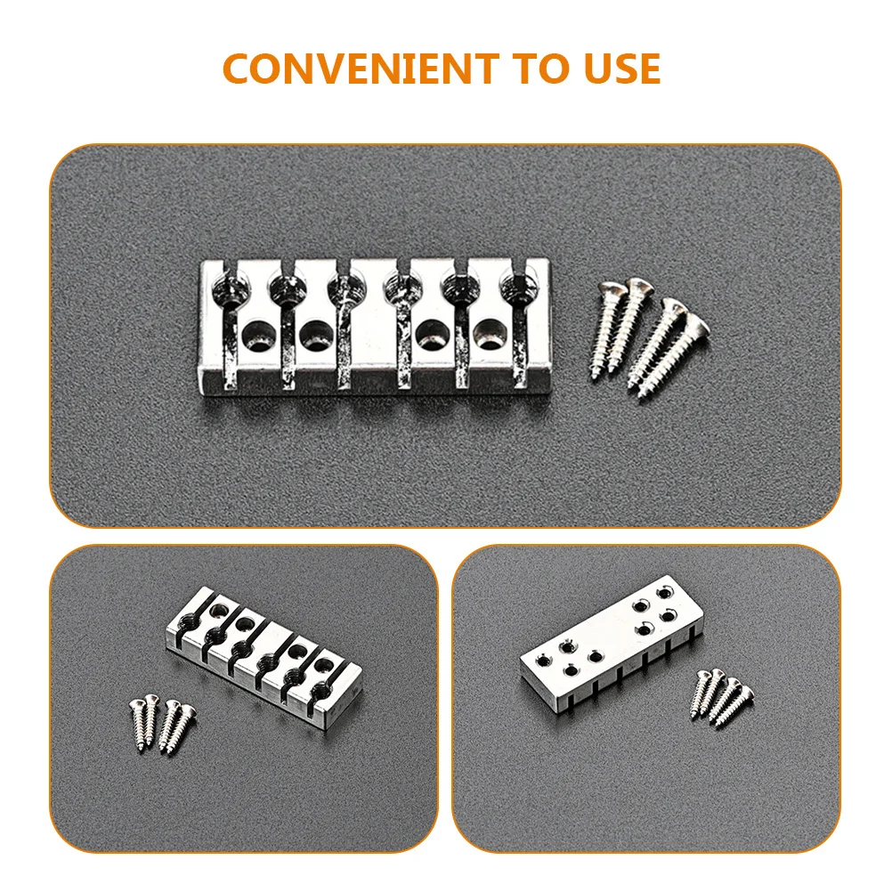 

Vintage Style Headless Bridge Durable String Lock For Electric Bass Replacement Metal Locking Nut Clamps Screws Guitar