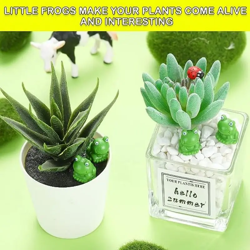 50 Pcs Mini Frog Garden Decor Green Frog Figurines Miniature Home Décor Tiny Plastic Frogs Fairy Garden Decor