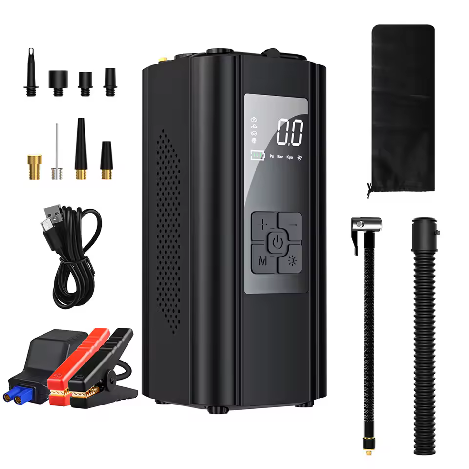 100A Car Jump Starter 10000MAH Power Bank Car Tire Inflator Portable Car Air Compressor Battery Booster With Storage Bag