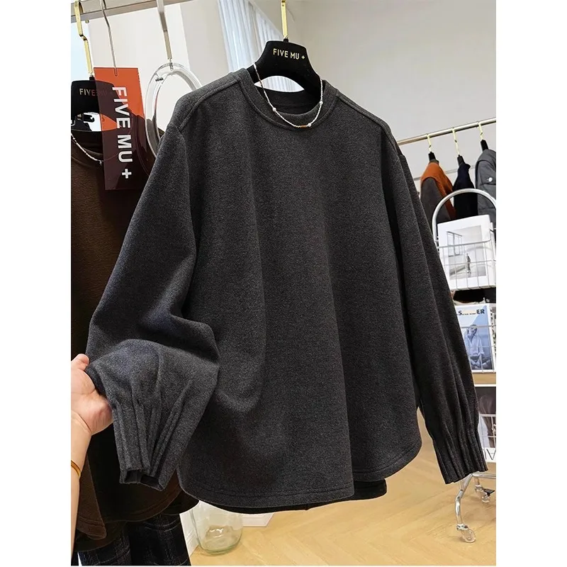 Men's Oversized 300 Pou American Retro Brued Long Sve T-irt Lazy Sle Casual Versatile Trendy Top Breathable Polye...