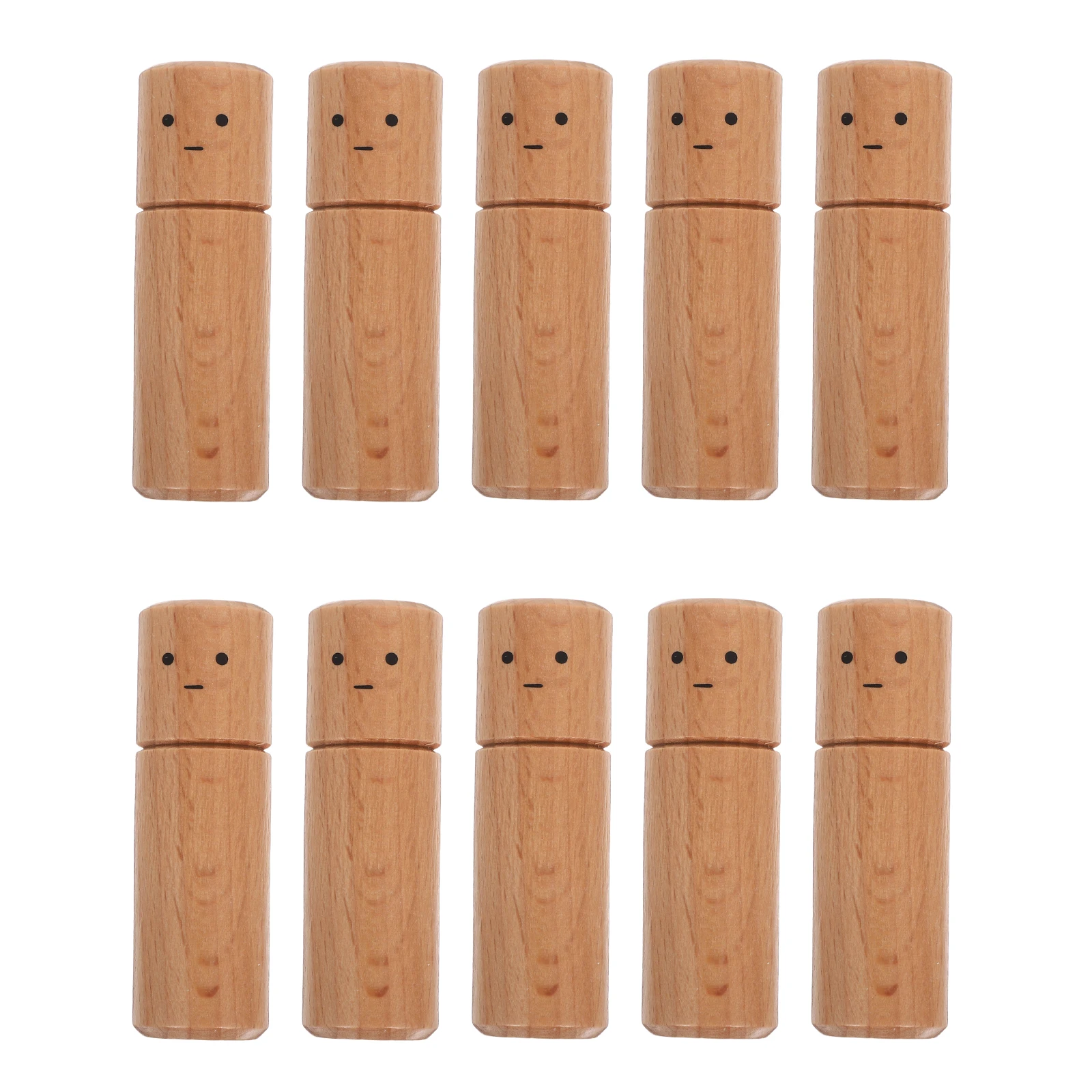 

10pcs Wooden Peg Natural Wood Craft Figurines Diy Painting Unpainted Small Blanks Kids Learning Stable Base Home Decor