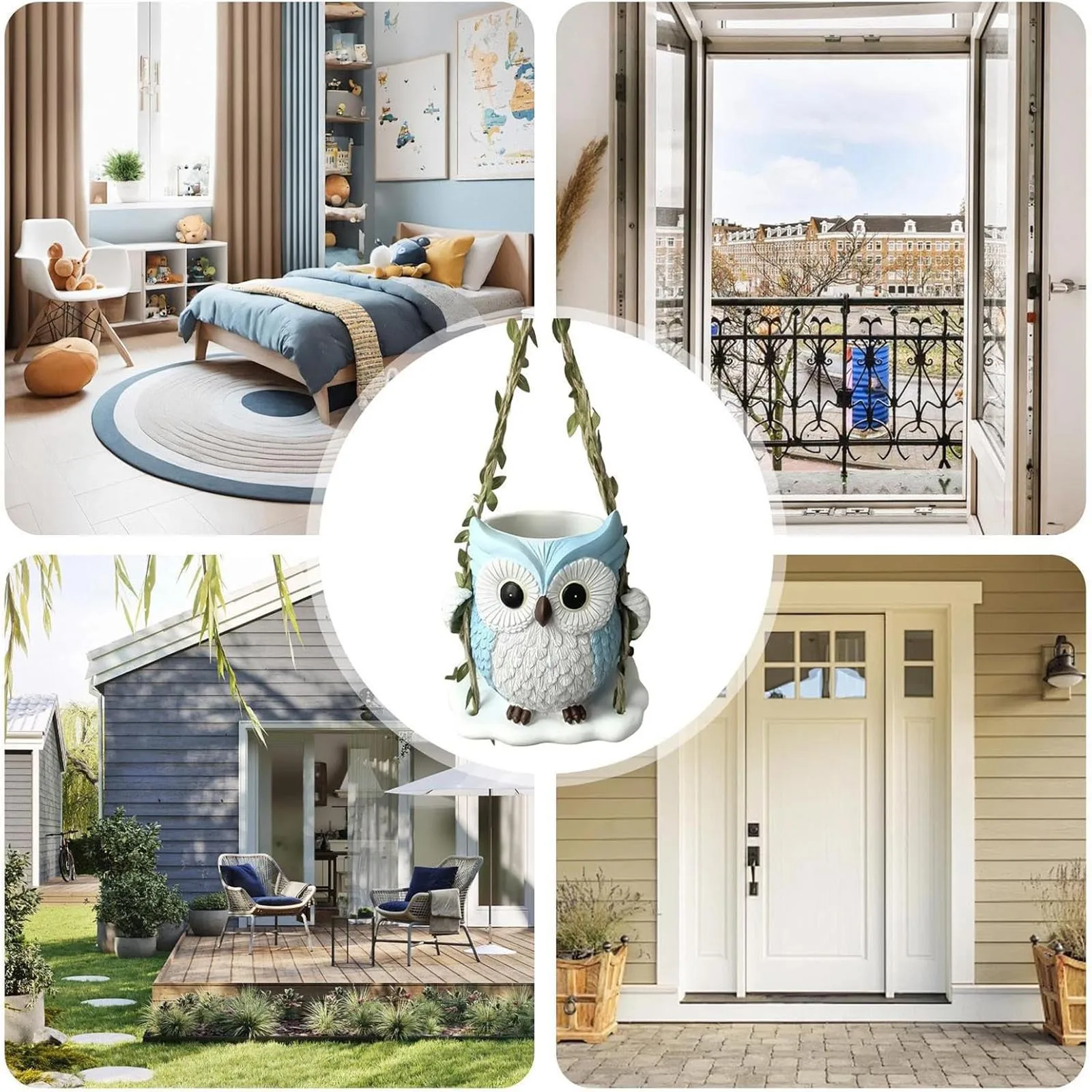 

Lovely Owl Shaped Flower Pot Home Indoor Outdoor Hanging Owl Floral Pot Family Garden Exquisite Creative Plant Pot Decoration