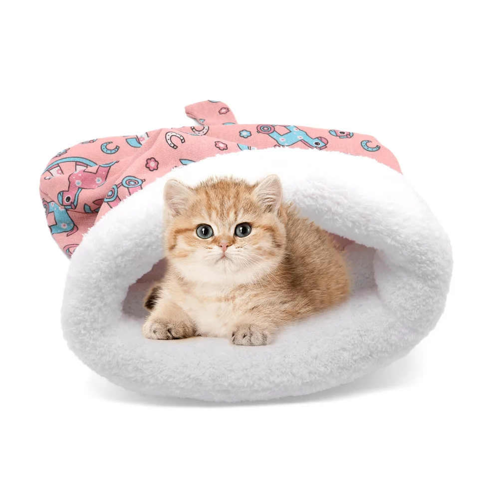 

Semi-Enclosed Cat Bed - Warm Security Nest with Tunnel Entrance, Plush Sleeping Bag & Quilted Mat