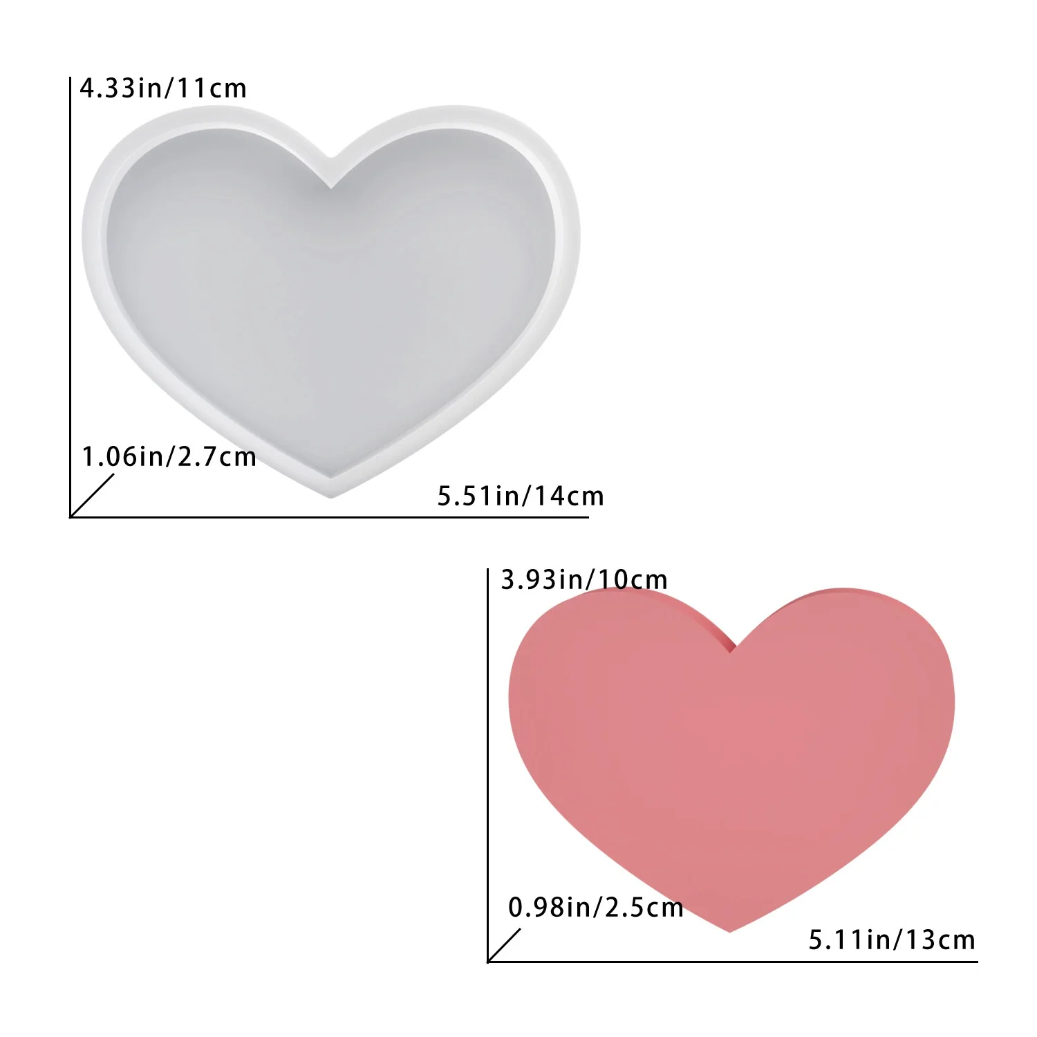 DIY large, medium, and small heart-shaped decorative resin mold for home tabletop heart-shaped plaster silicone mold