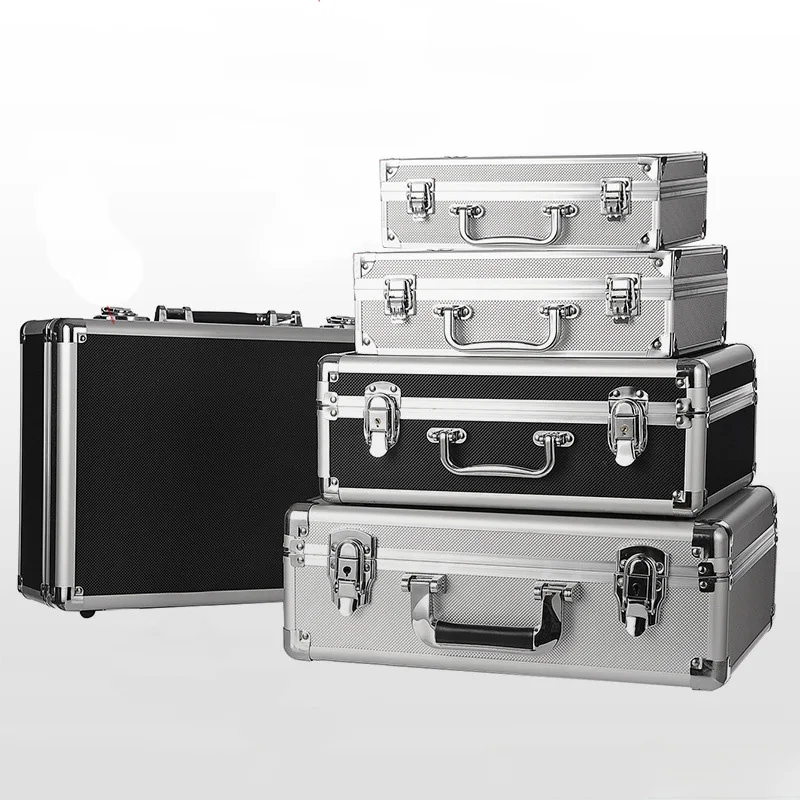 

Aluminum Frame Suitcase Collection Storage Box with DIY Sponge for Microphone Sound Card Mixer RC Drone Camera Lens Tools