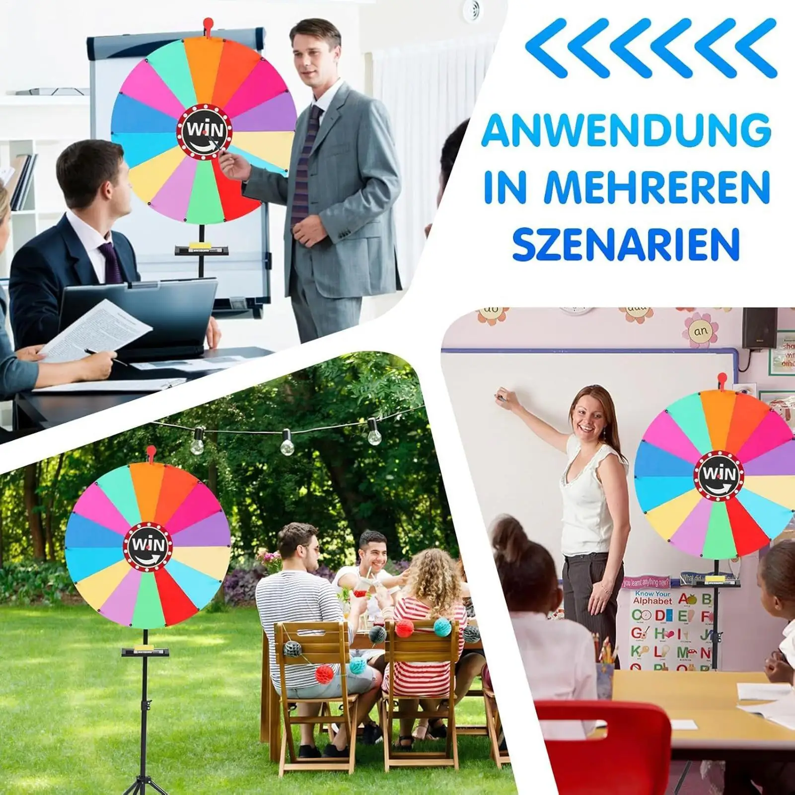 วงล้อหมุนแบบพกพา เครื่องมือสนุกๆ วงล้อเกมขนาดกะทัดรัด สำหรับงานวันเกิด งานคาร์นิวัล ห้องเรียน งานอีเว้นท์ ทั้งในร่มและกลางแจ้ง