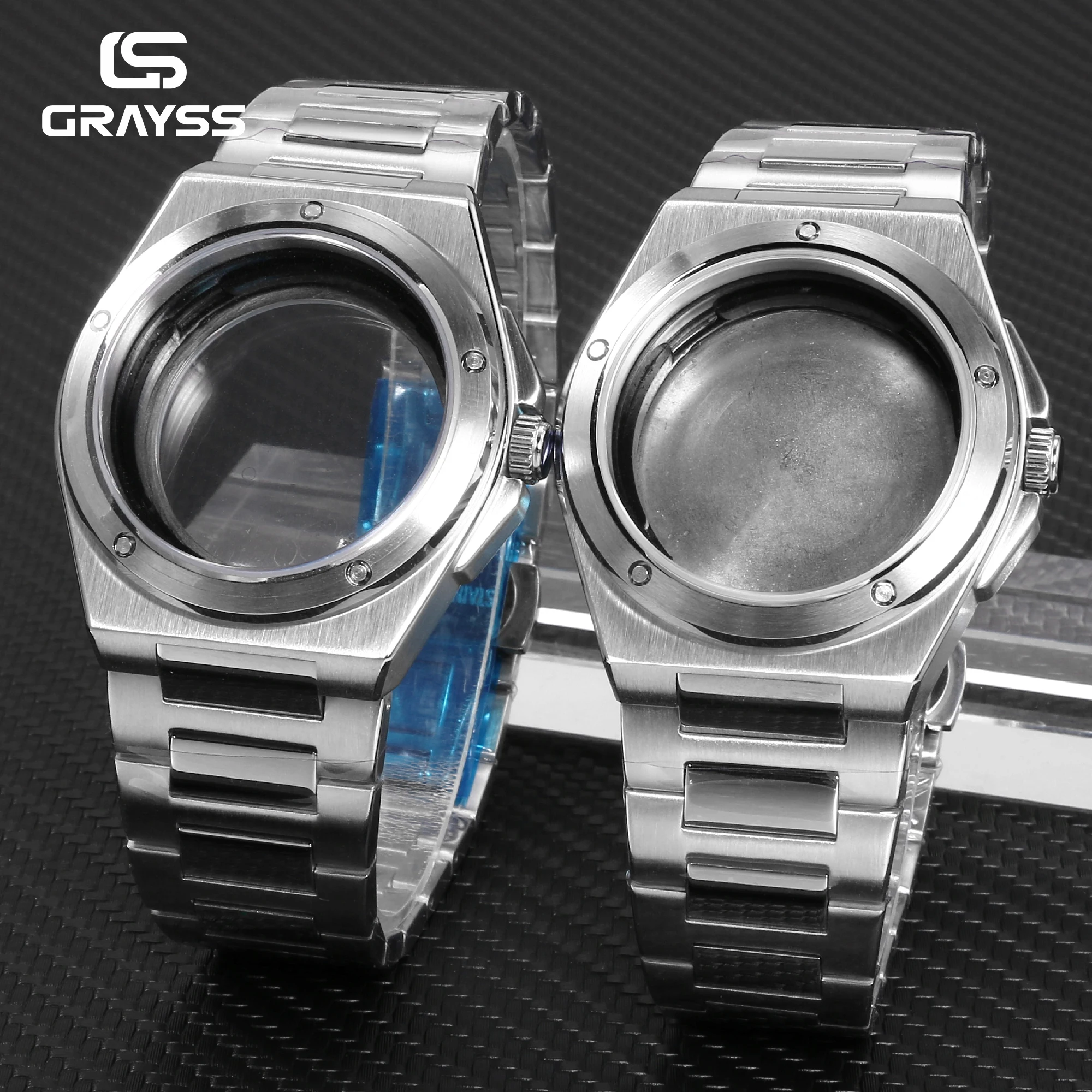 40mm Engineer Style Solid Stainless Steel Watch Case Glass Back Fit 28.5mm/31mm Dial NH35 4R35 Movement Business Mod Parts