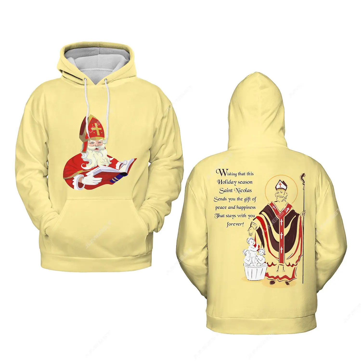 Jumeast 3D Print St. Nikolas Day Men Hoodies Saint Nicholas Santa Claus Hooded Sweatshirts Unisex Baggy Christmas Clothes Coats