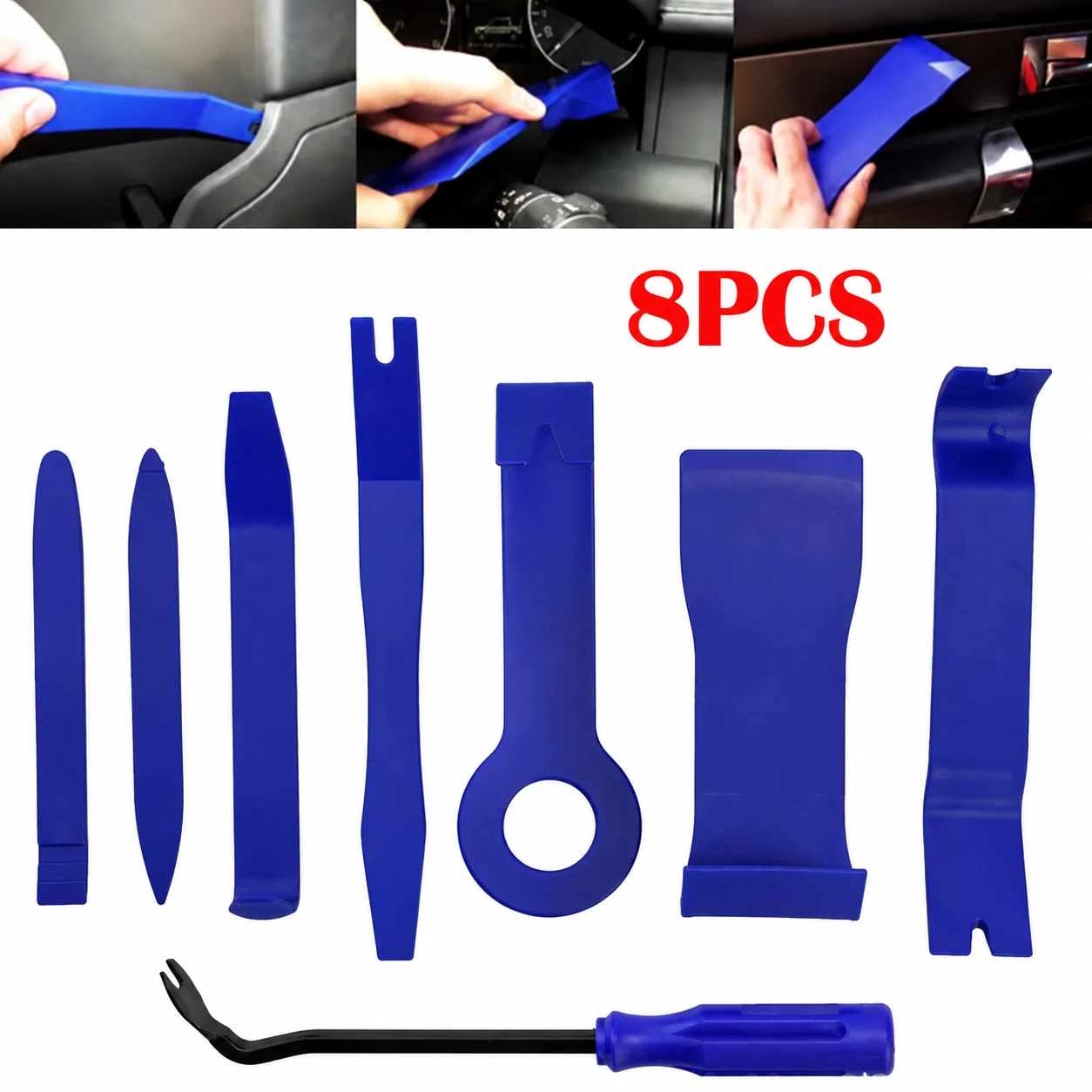 8Pcs Car Disassembly Hand Tool Set Non-Scratch Auto Interior Trim Removal Kit for Stereo DVD Repair Modification