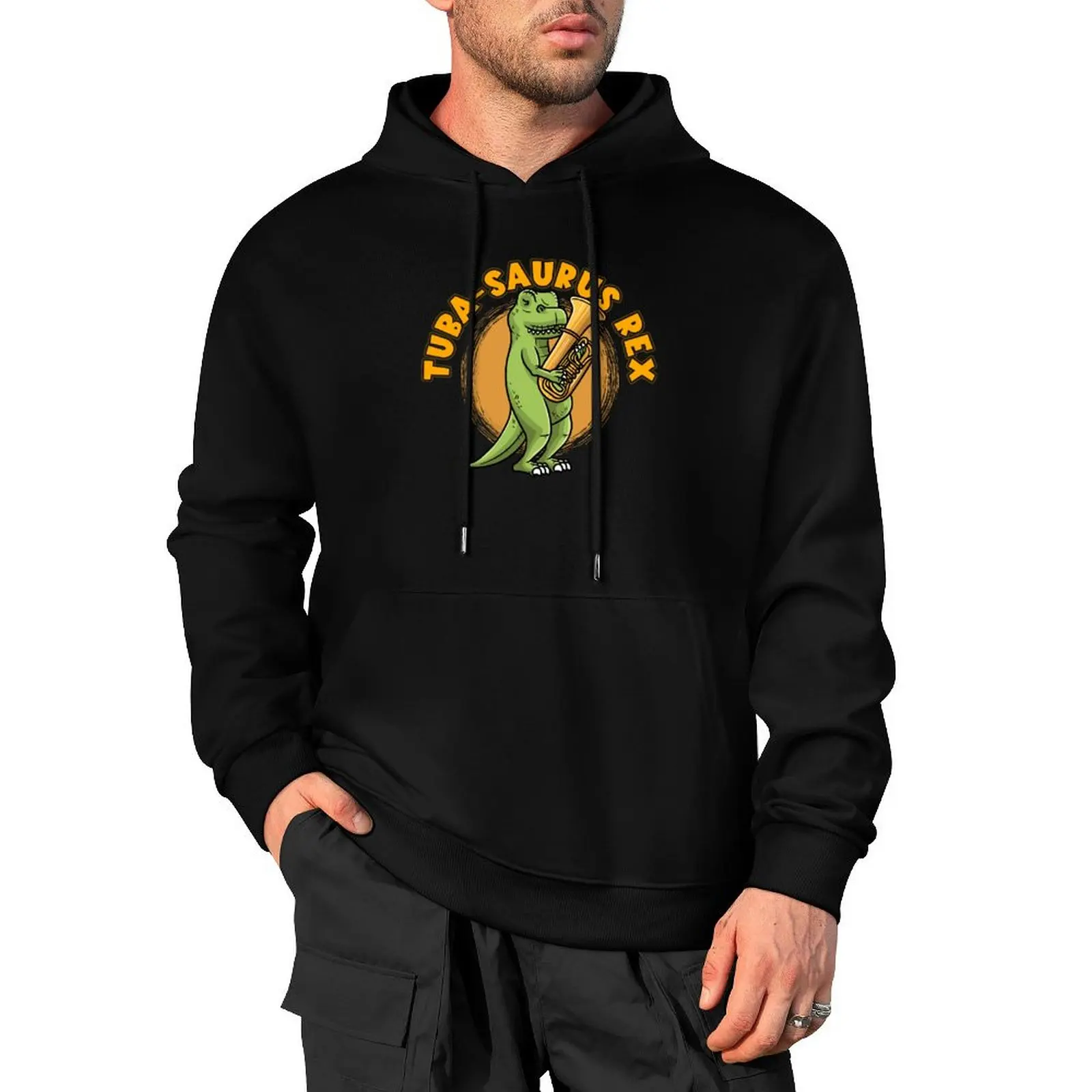 

Tuba-Saurus Rex With Dinosaur Marching Band Tuba player Pullover Hoodie autumn clothes men's sweat-shirt set graphic hoodie