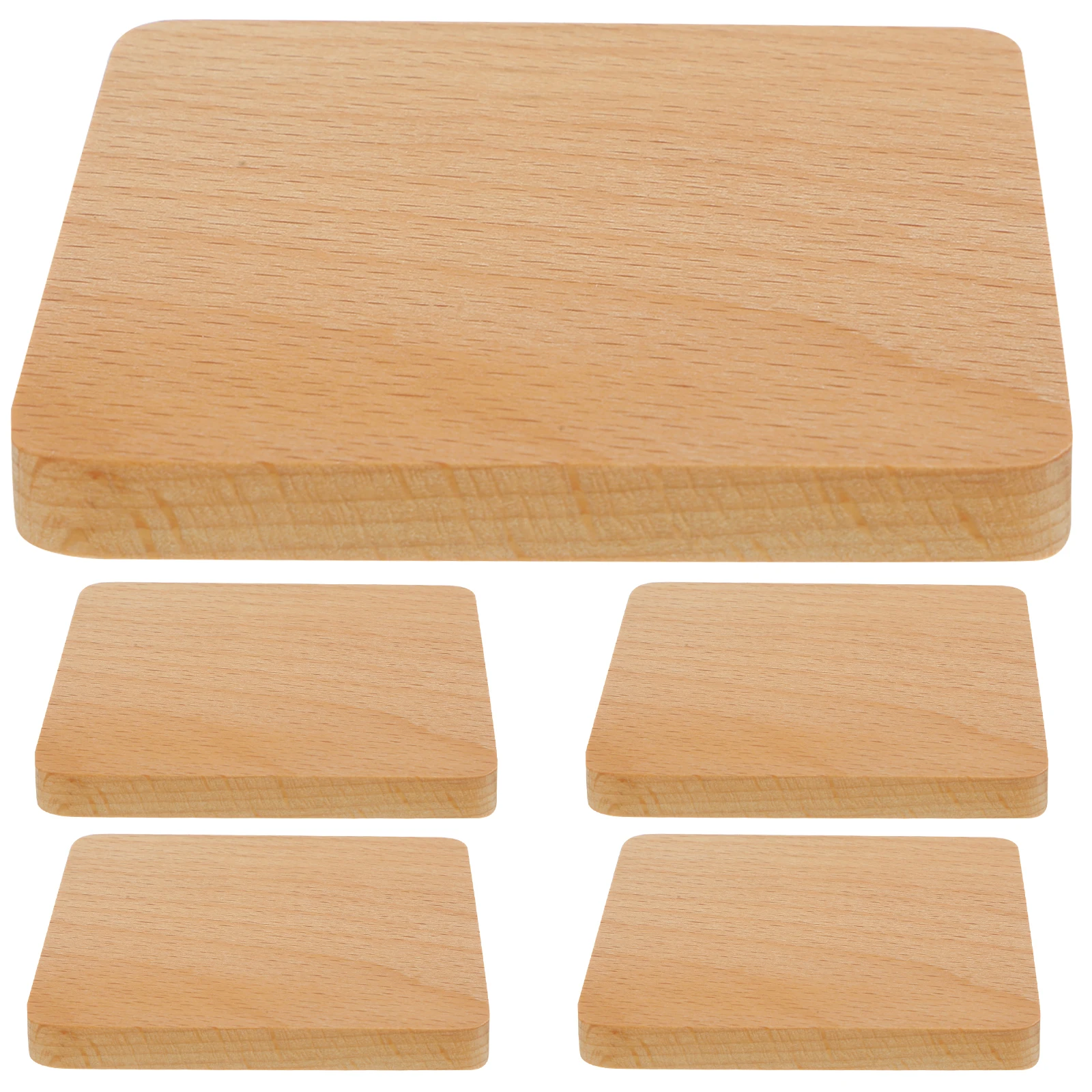 

6 Pcs Wooden Coasters 8 8cm Square Beech Wood Anti Scald Cup Mat Table Pad Heat Insulation Home Coffee Shop Hotel