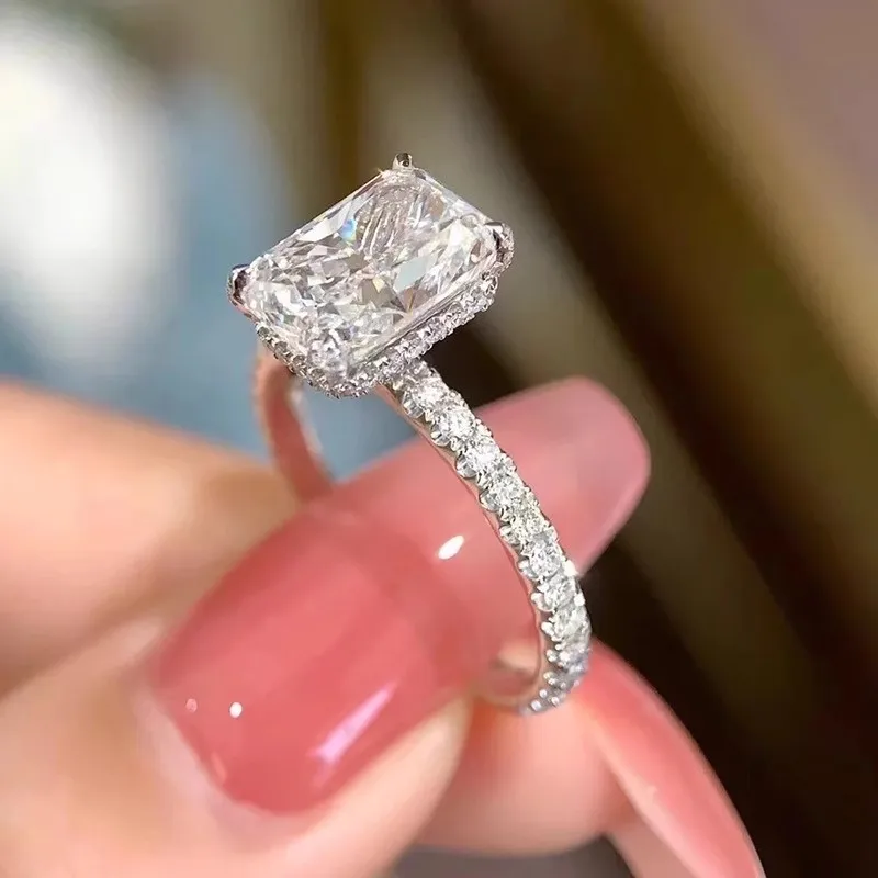 حقيقي Au585 14K خاتم الذهب الأبيض مختبر تزايد خاتم الماس IGI شكل مشع D VS1 خاتم الزواج خاتم الخطوبة