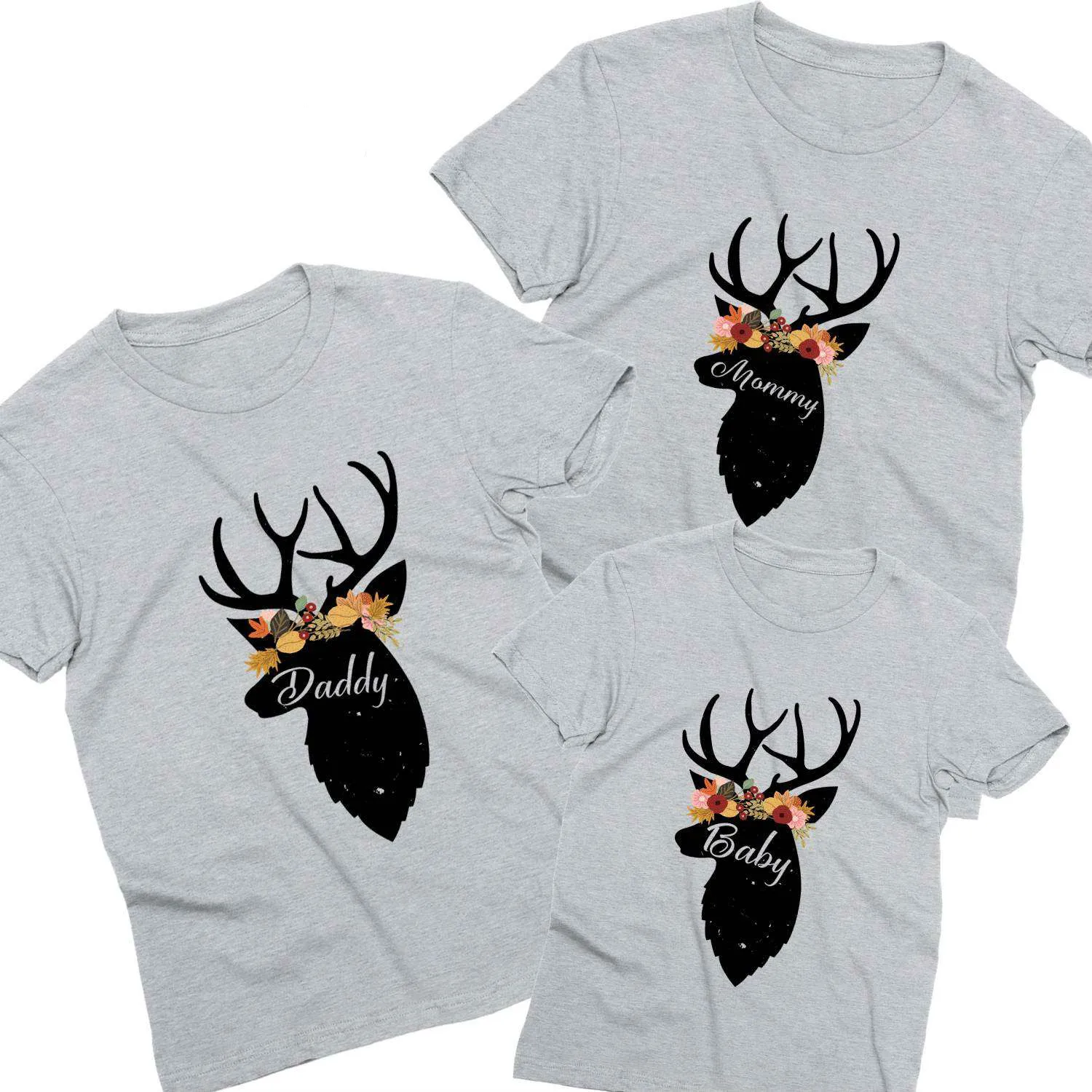 Thanksgiving Deer, Family T Shirt Family Matching Outfits Mom and Dad and Children T-shirt