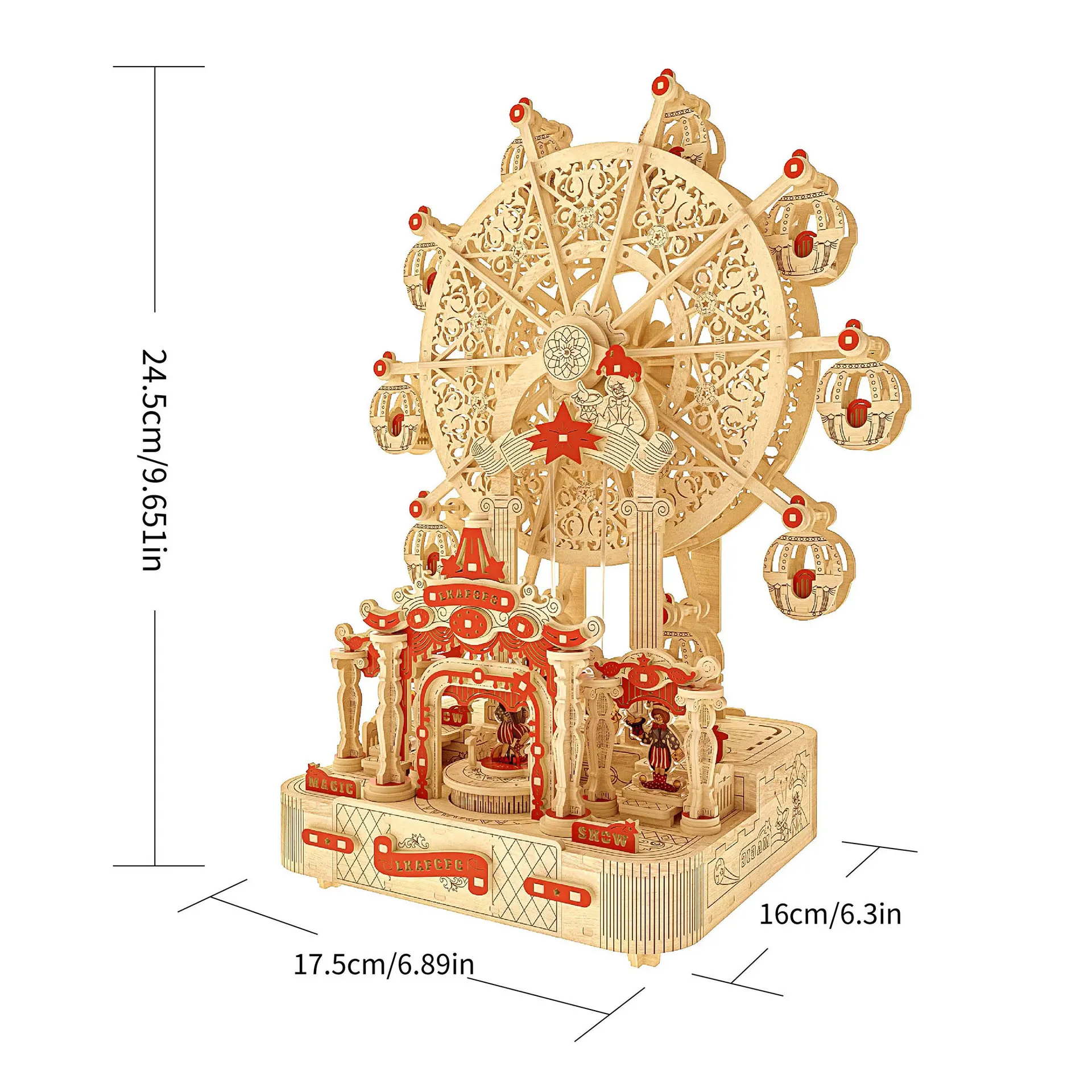DIY Ferris Wheel 3D Wooden Puz - Music Box Wooden 3D Puzzle Rotating 评论和价格