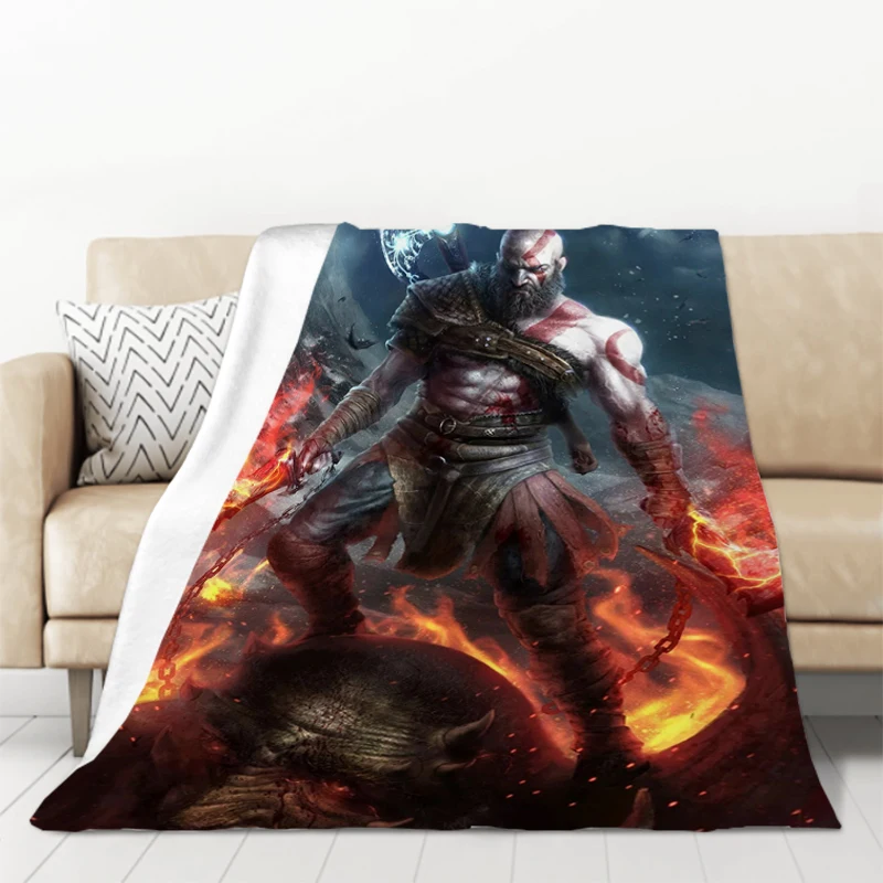 

God Of War Decorative Sofa Blanket Fleece Blankets and Throws Furry Bedspread on the Bed Plush Microfiber Bedding Throw Knee