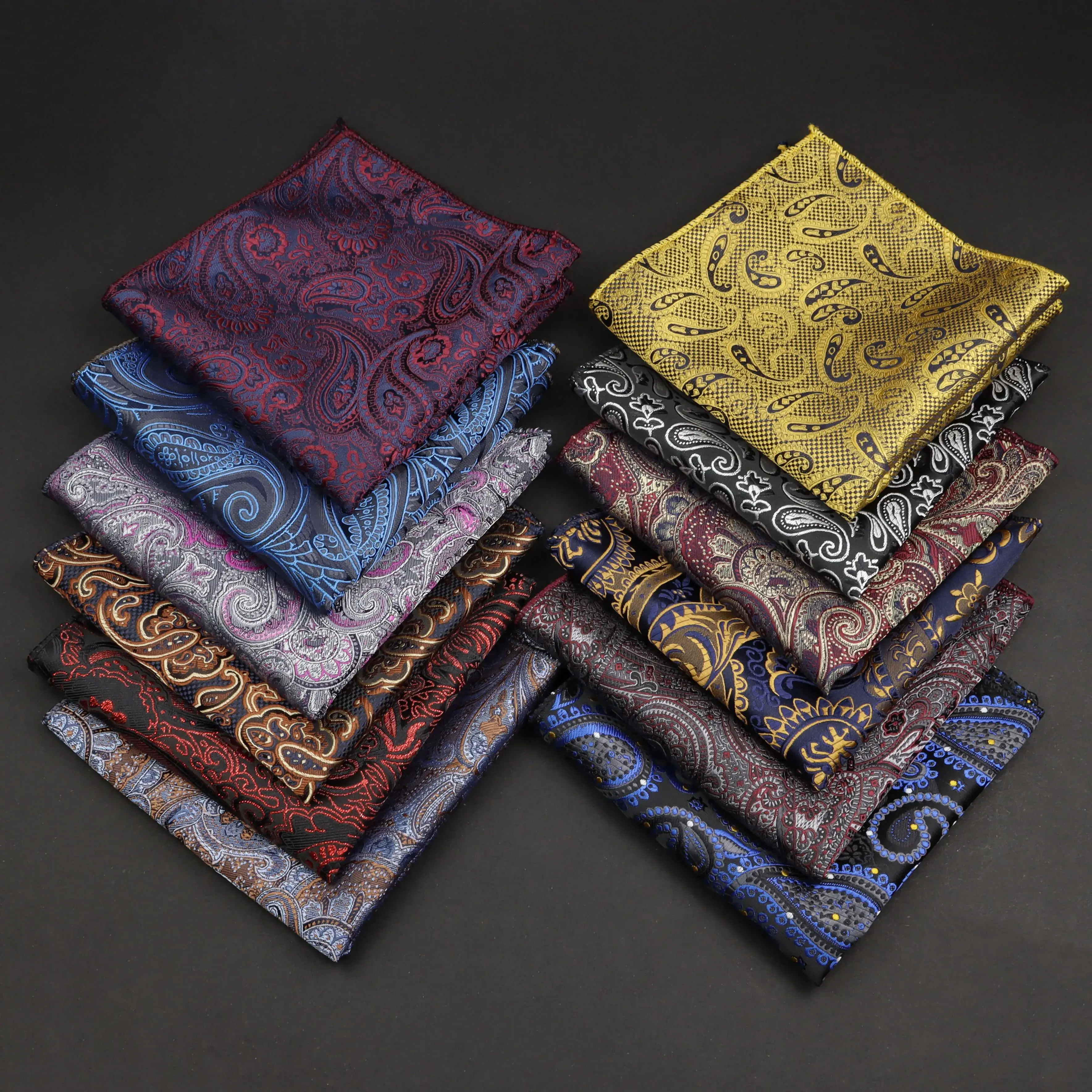 Men's Solid Colors Hankerchief Scarves Vintage Paisley Men Suit Pocket Square Wedding Dress Chest Towel Suit Accessories Gift