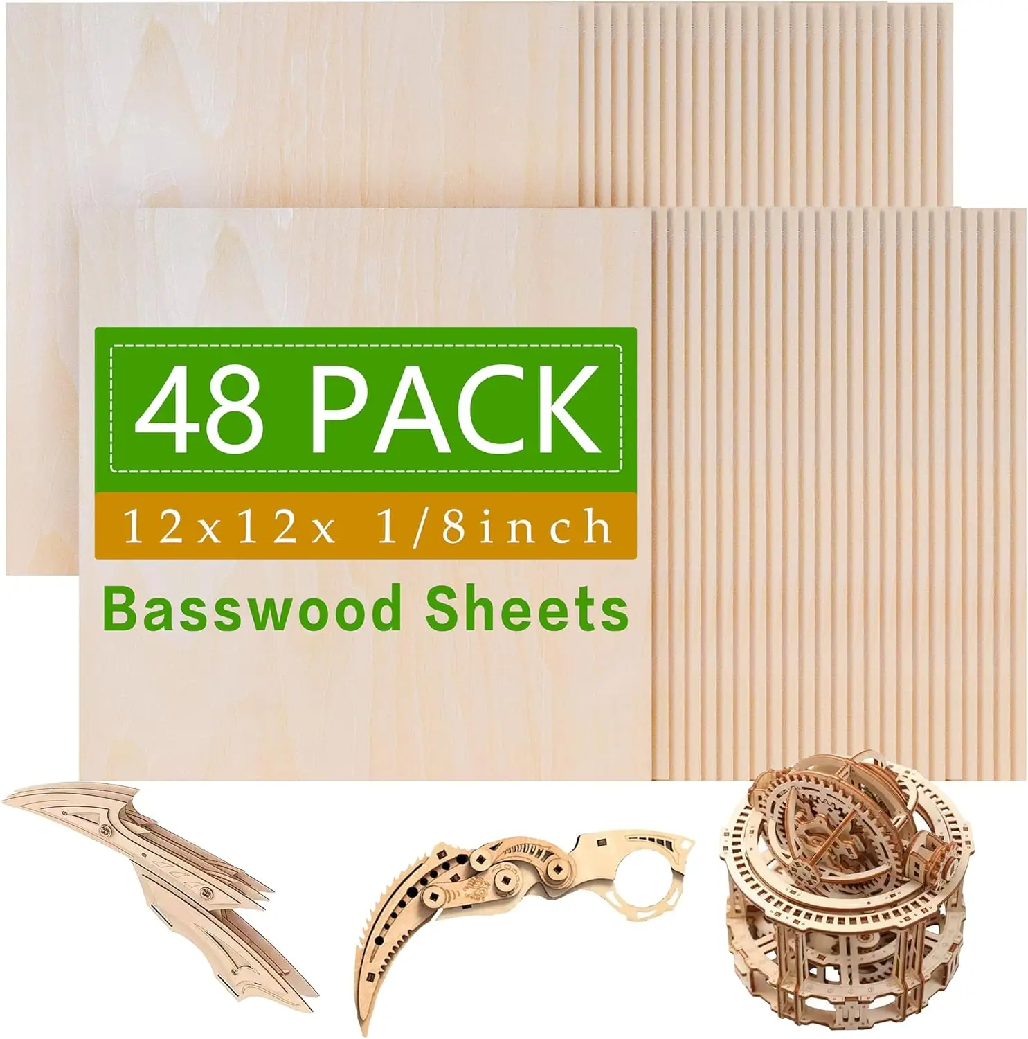 Pacote com 48 Folhas de Madeira de Balsa 12x12 Polegadas, Compensado Liso de 3mm para Corte a Laser e Artesanato DIY