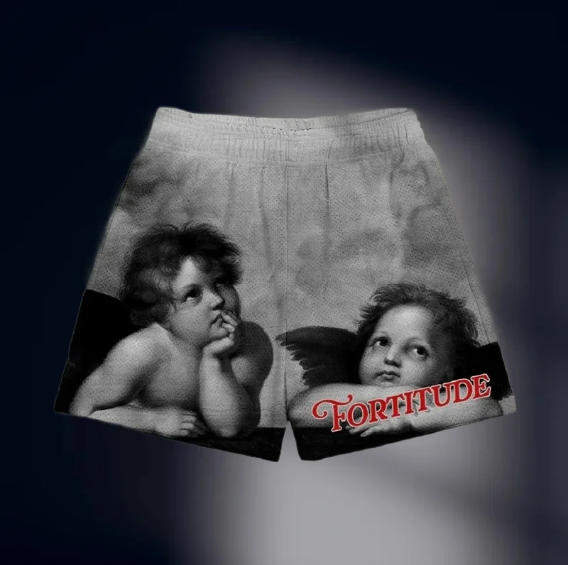 

Христианские спортивные шорты для тренировок для мужчин, быстросохнущие дышащие шорты с принтом ангела и карманами, спортивные шорты для фитнеса, бега, бега