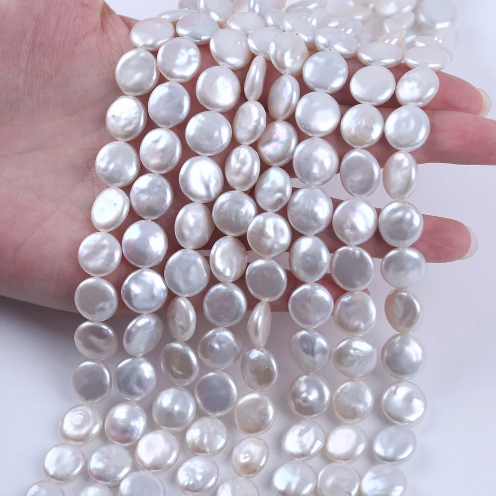 

Wholesale 11-12mm Coin Shape Pearl Strands Irregular Freshwater Pearl