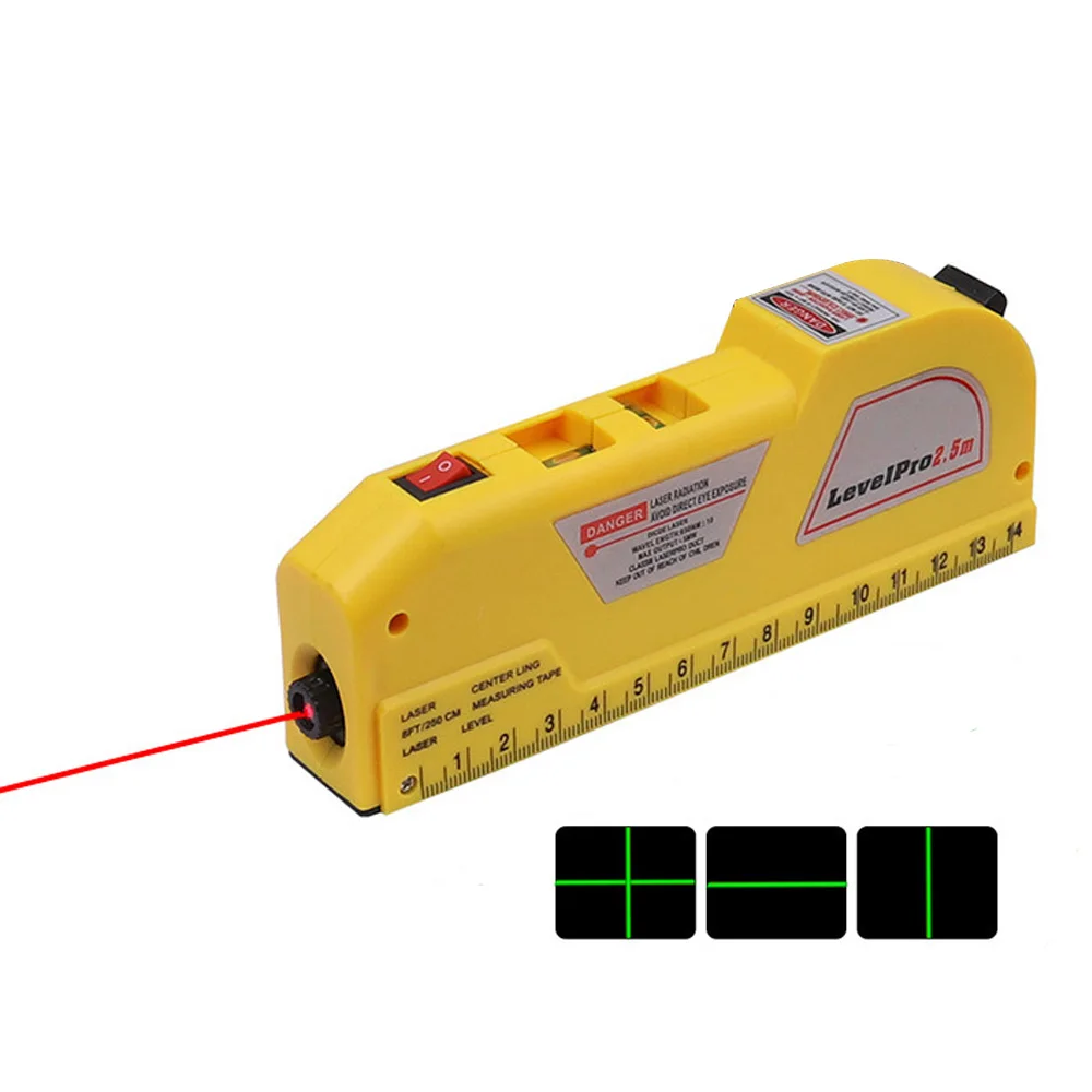 Multipurpose Level Laser 4 in 1 Horizon Vertical Measure Aligner Bubbles Ruler Aligner Standard and Metric Rulers Cross Line