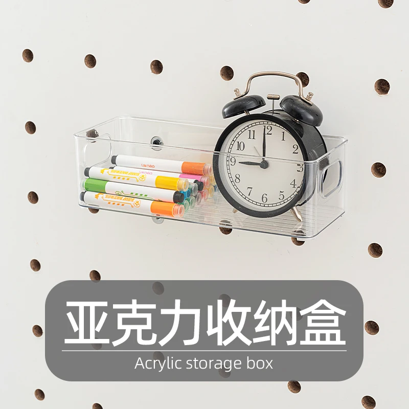 Wooden iwood 15mm round hole hole plate accessories acrylic storage box, wall hanging free punching sundries storage