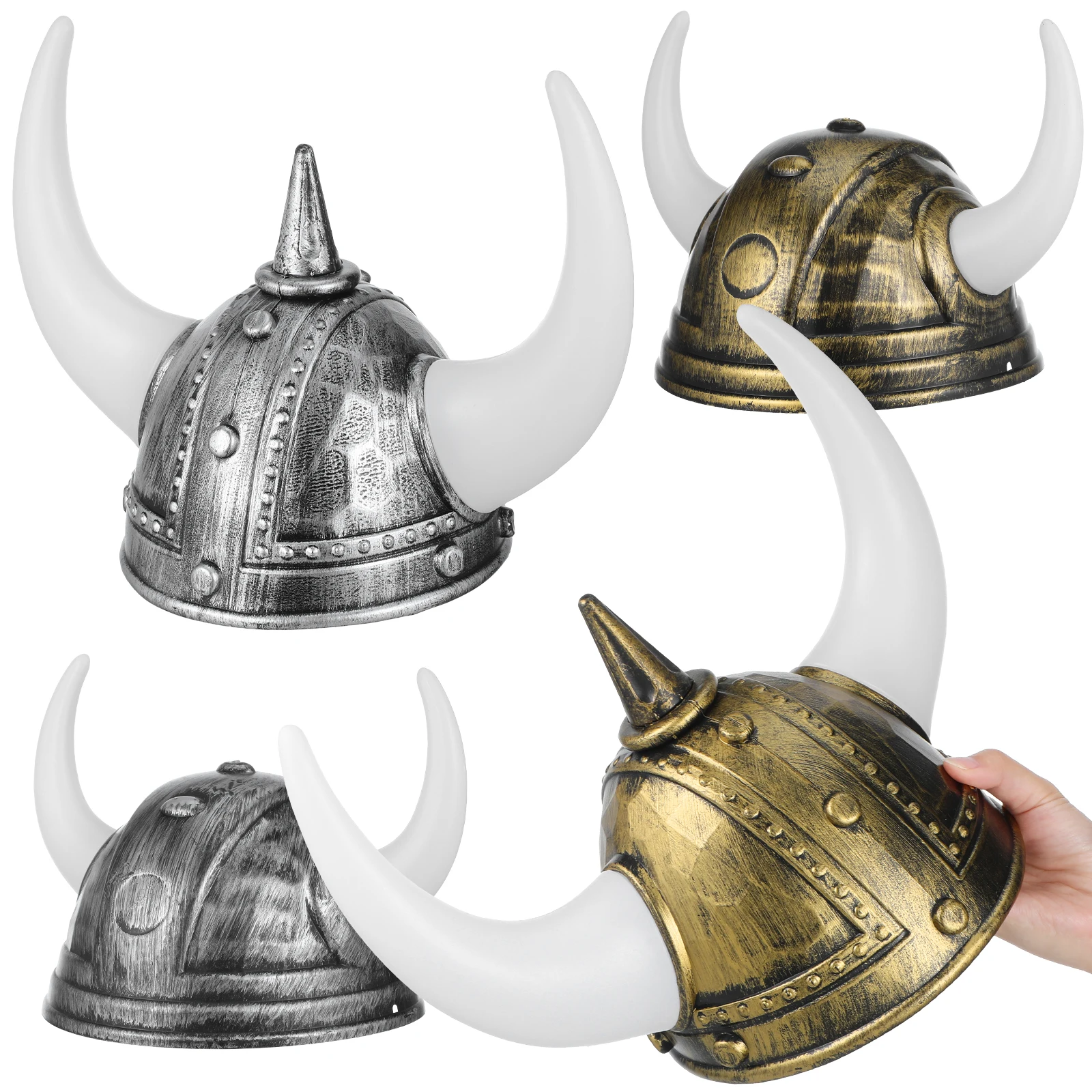 

4pcs Viking Helmets Festival Decoration Hats With Horns Halloween Cosplay Party Accessories Medieval Costume Headpiece For