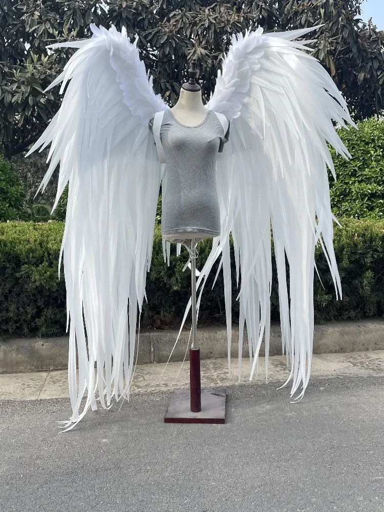 جديد الأبيض أجنحة الملاك الرقص الدعائم سوان محاكاة ريشة استوديو اطلاق النار صور كوس الأجهزة الزخرفية