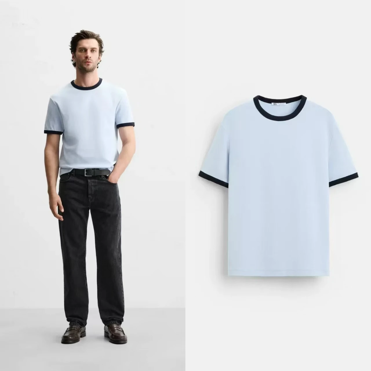 

Лето 2029. Мужская облегающая футболка круглого цвета Ne ort Sve. Пара Sle. Новое поступление. Разноцветный дизайн в контрастную полоску. Хлопок.