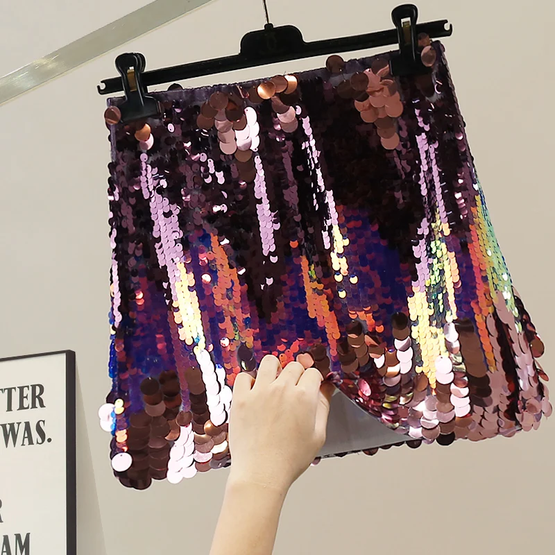 

Модная женская облегающая юбка-карандаш с высокой талией и пайетками для сценических выступлений