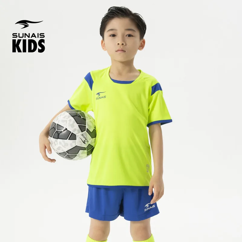 SUNAIS Customized Children's Football Suit Suit Outdoor Football Game Short-sleeved Training Suit Boy Breathable Top 730135