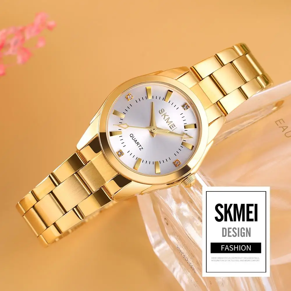 SKMEI Lady Simple Time Watch Luxury Quartz Watch For Women Fashion Girls Watches Female Elegant Stainless Steel Strip Wristwatch