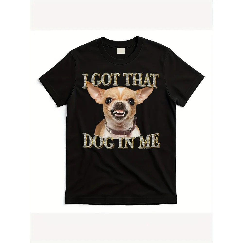 

Футболка женская с забавным принтом «I Got That Dog in Me» для любителей чихуахуа [Крутой дизайн] в уличном трендовом стиле, удобная, из хлопка, с круглым вырезом